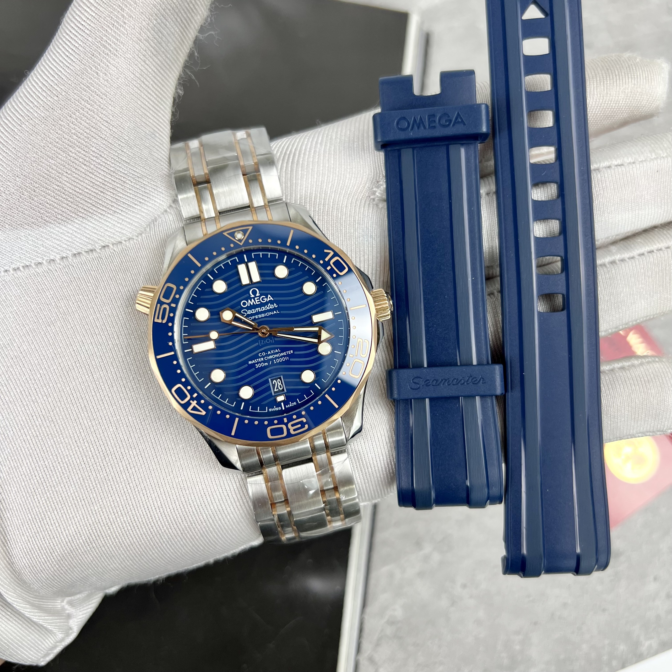 Đồng Hồ Nam Omega Seamaster Diver 300M Replica 11 Automatic Thuỵ Sỹ Mặt Xanh Dương 42mm