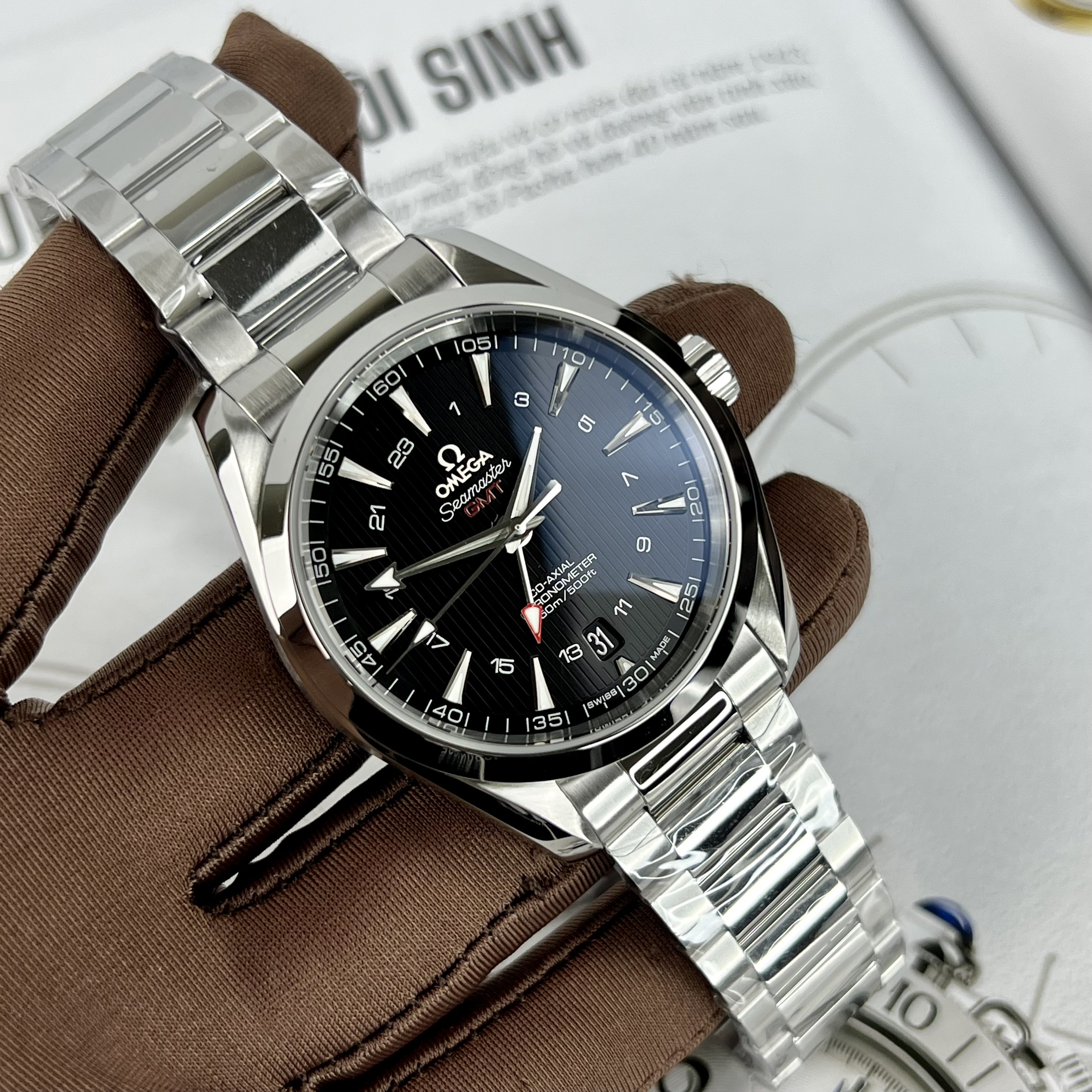 Đồng Hồ Nam Omega Seamaster Aqua Terra GMT Replica 11 Automatic Thuỵ Sỹ Cao Cấp 43mm