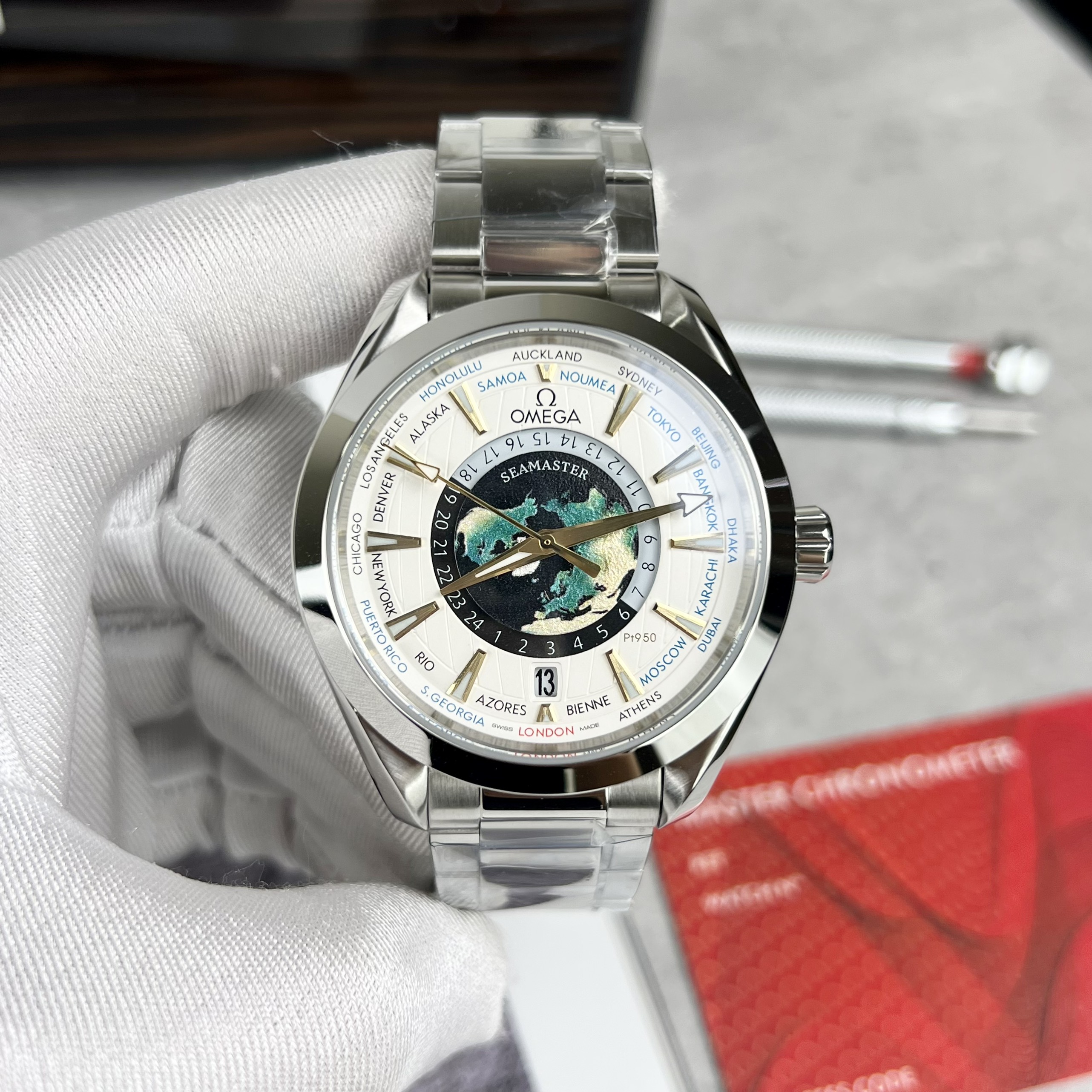 Đồng Hồ Nam Omega Seamaster Aqua Terra World Time Automatic Chronometer Rep 11 43mm