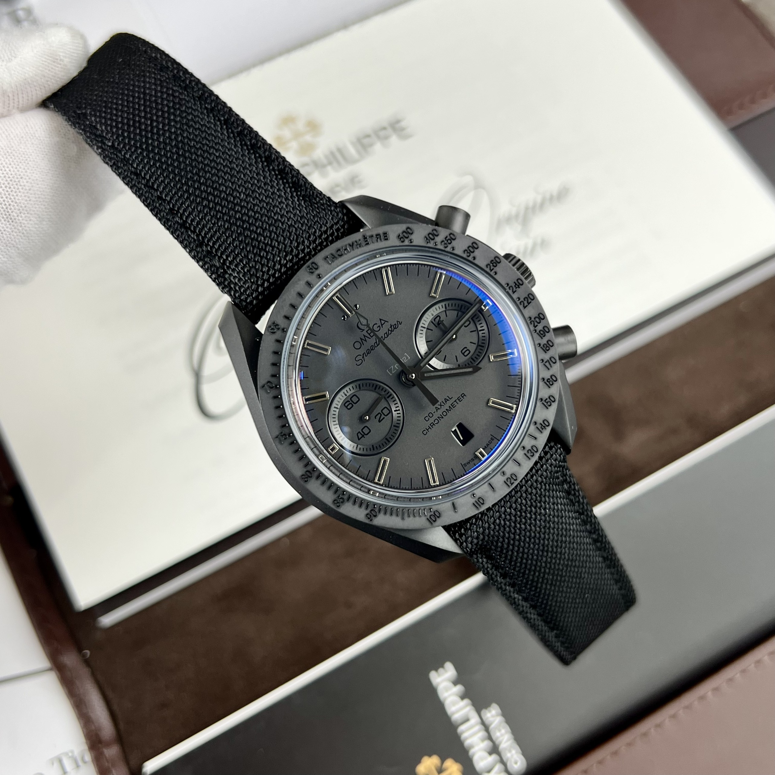 Đồng Hồ Nam Omega SpeedMaster Chronograph Vỏ Ceramic Replica 1:1 Size 42mm