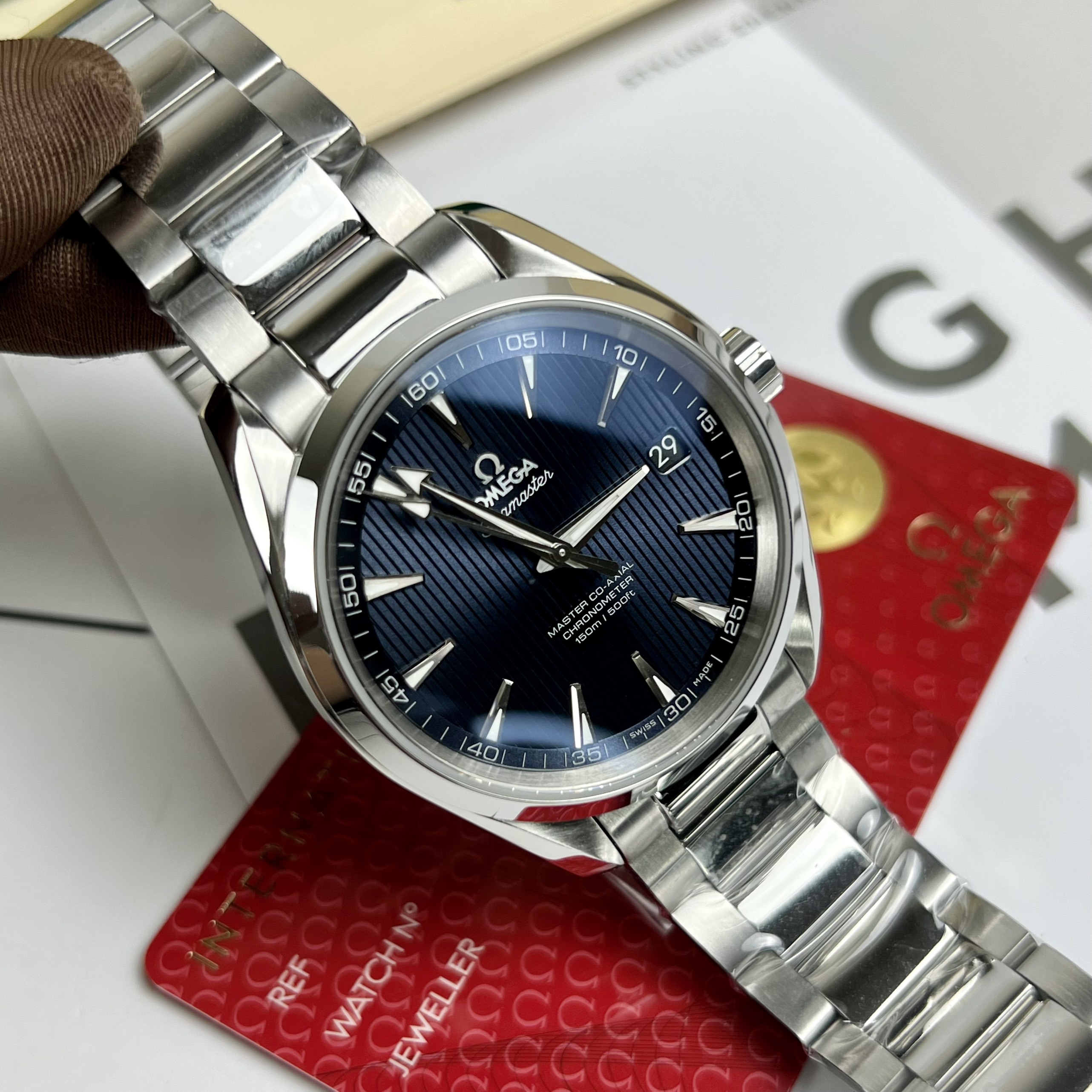 Đồng Hồ Nam Omega Seamaster Aqua Terra Replica 11 Automatic Thuỵ Sỹ Cao Cấp Mặt Xanh 41mm