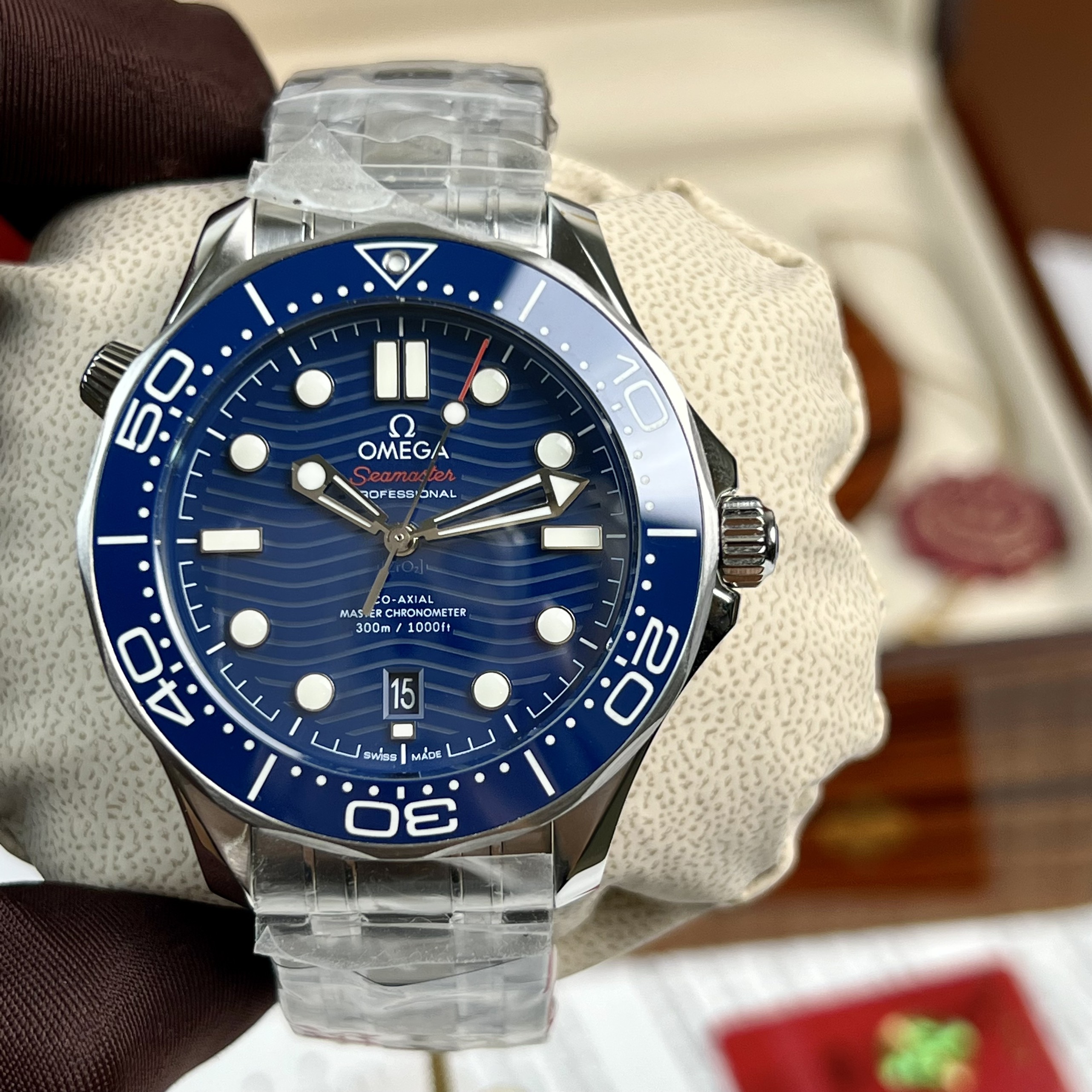 Đồng Hồ Nam Omega Seamaster Diver 300M Replica Cao Cấp Mặt Xanh Biển 42mm