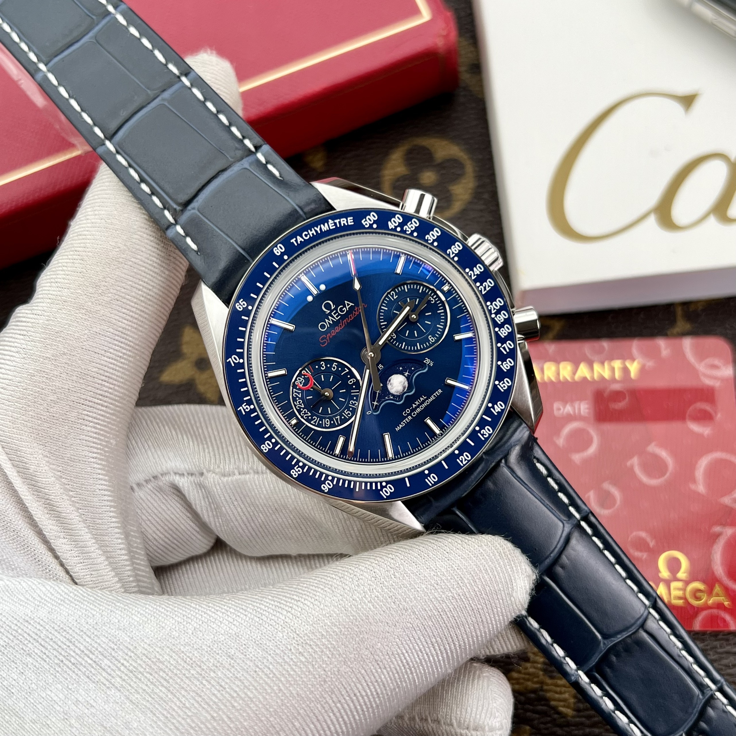 Đồng Hồ Nam Omega SpeedMaster Moonwatch Blue Replica 1:1 Cao Cấp Nhất 44mm