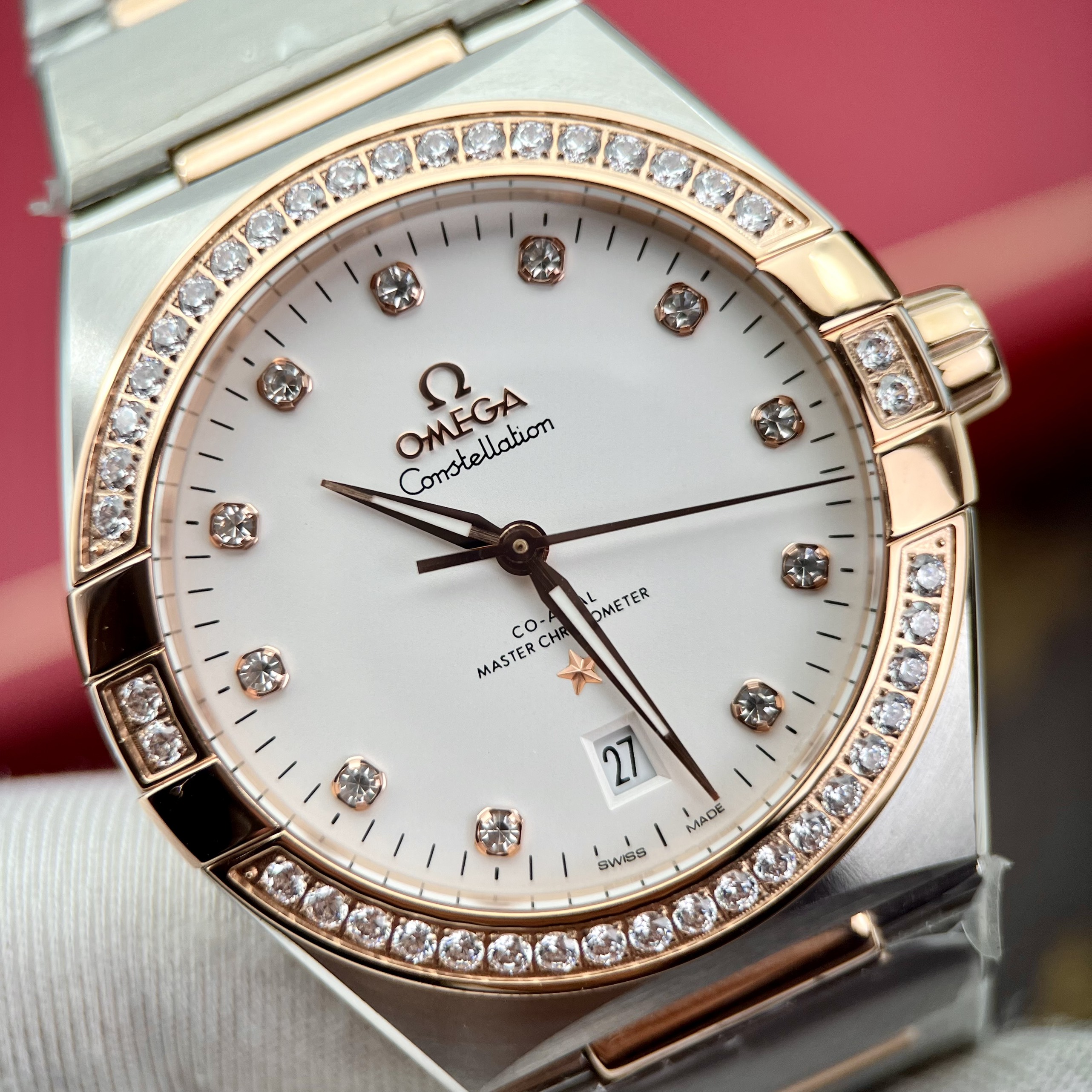 Đồng Hồ Nam Omega CONSTELLATION Mặt Trắng Đính Đá Cao Cấp Nhất Rep 1:1 39mm