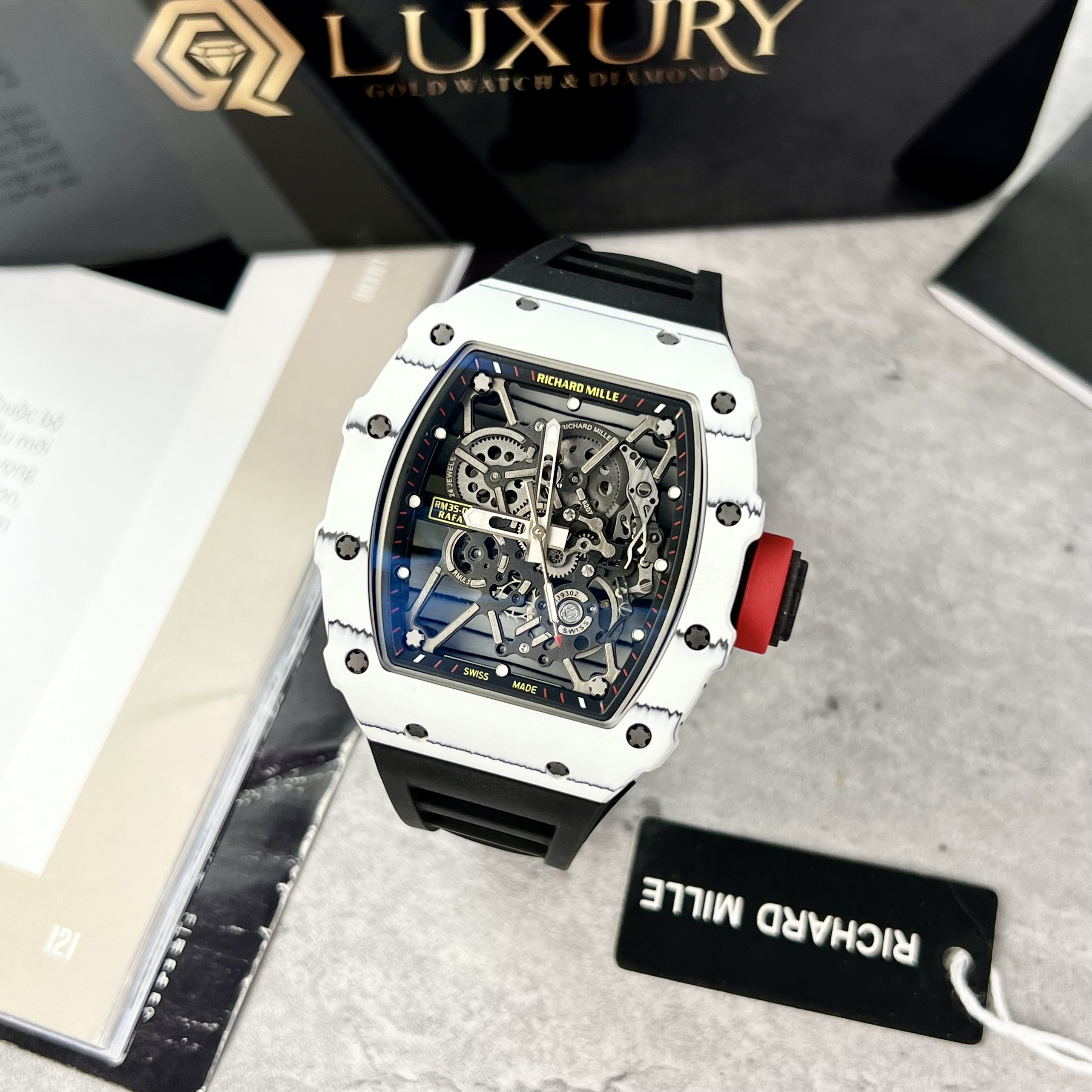 Đồng Hồ Nam Richard Mille RM35-01 Carbon Cao Cấp Nhất Replica 1:1 Size 44mm